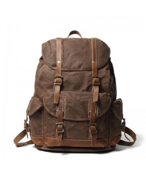 Canvas Leather Rucksack 15.6 Backpack